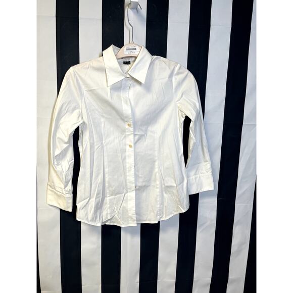 THEORY Slim Fit Cotton Poplin Stretch Long Sleeve Button Down White Shirt M - Picture 1 of 7